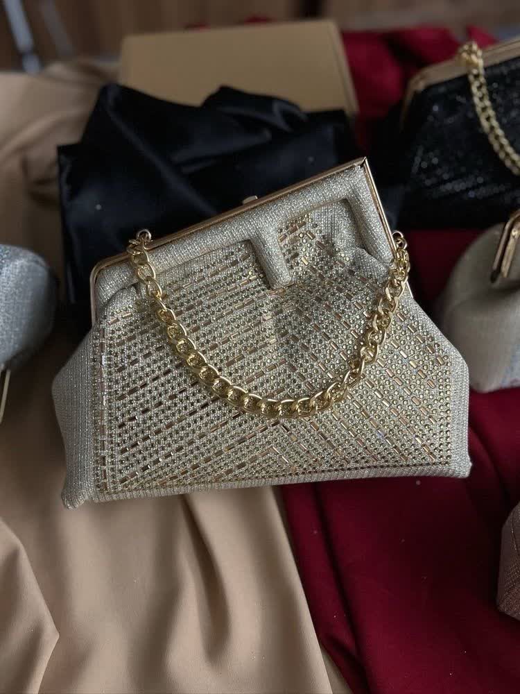 کیف مجلسی دستی نگینی زنانه
